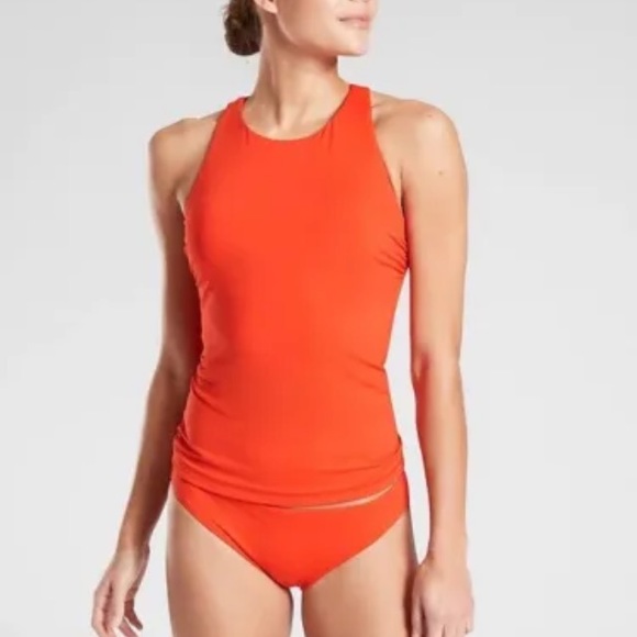 Atheta Swim Athleta 34bct Maldives Tankini Top Orange Sports Swimsuit High Neck Athletic